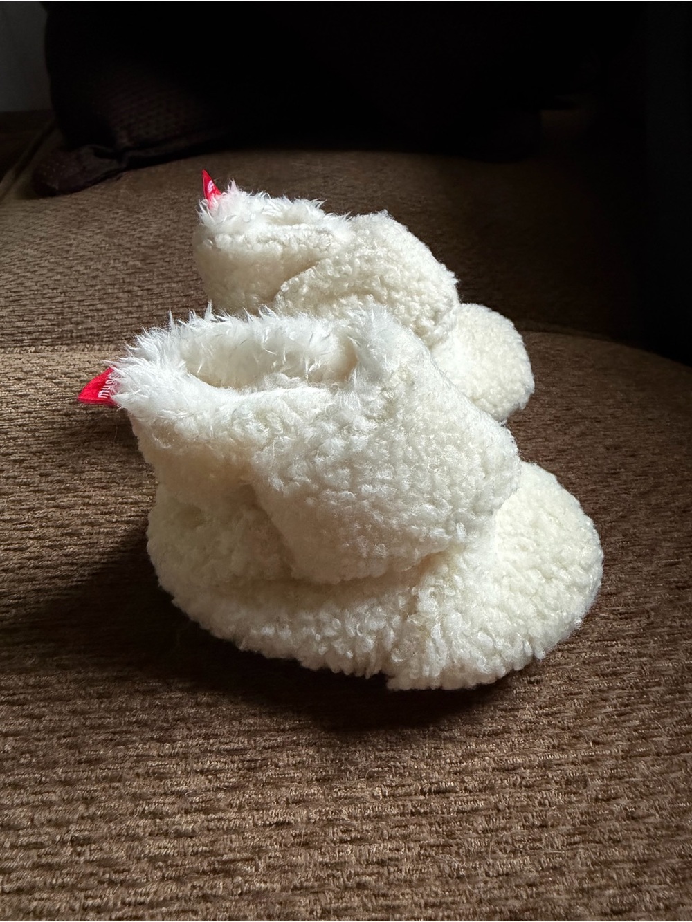Plush Cream Sherpa Baby Booties - Cozy Slip-On Baby Shoes